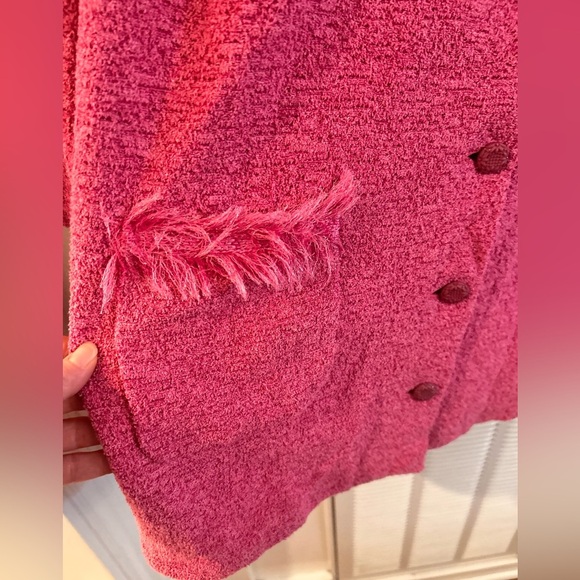 Stizzoli pink fringe feather Boucle Skirt Jacket suit set plus size 18-20 - Picture 4 of 9